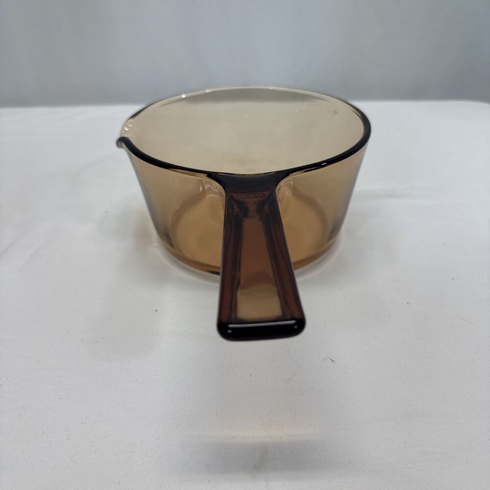 Vintage Amber Brown Vision Ware Corning USA 1L Sauce Pot Spout Lid Glass - Picture 4 of 10